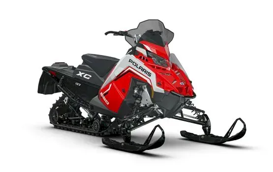 Red and white Polaris INDY XC snowmobile