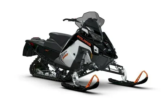 Black and white Polaris INDY SP snowmobile