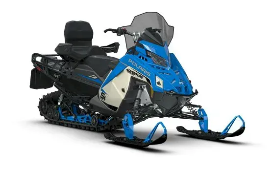 Blue and white Polaris Voyageur Adventure 155 with passenger seat