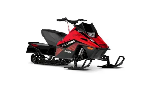 Red and black Polaris RMK Khaos mountain snowmobile