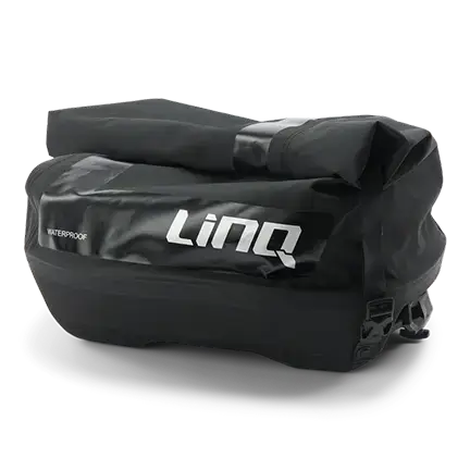 Black LinQ waterproof roll-top bag for Sea-Doo travel