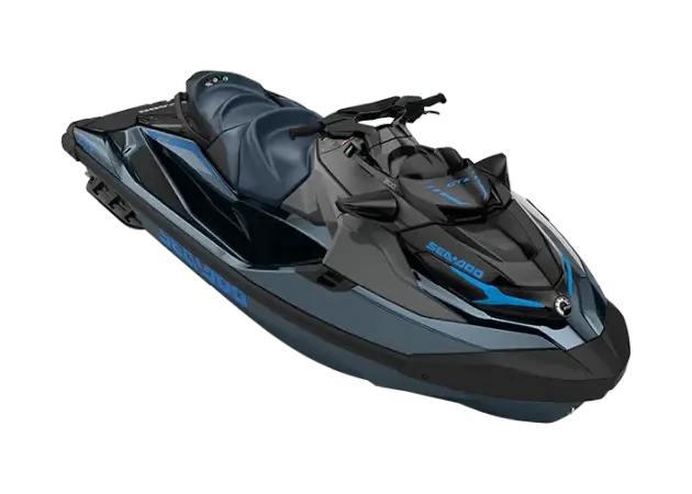 Luxurious Sea-Doo GTX personal watercraft with a blue hull and metallic finish