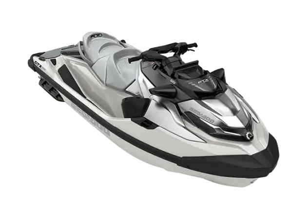 Premium Sea-Doo GTX Limited with metallic blue finish and accessory cooler on the back