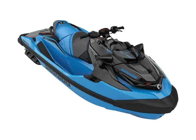 Sea-Doo RXT-X 325 performance PWC in yellow and black shown speeding across the water
