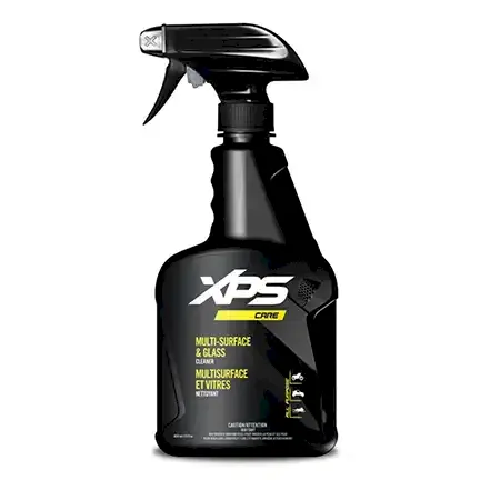 Black spray bottle of XPS Multi-surface and Glass Cleaner on a white background