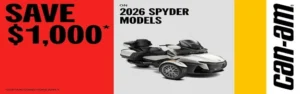 Read more about the article Save up to $1,000 on 2026 Spyder models